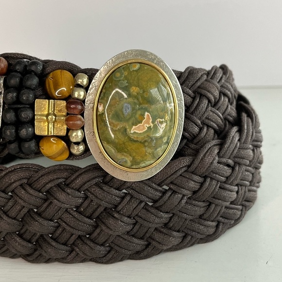 Vintage Marjorie Baer SF Braided Two-toned Brown Mixed Metals Belt Size Medium - Picture 2 of 14